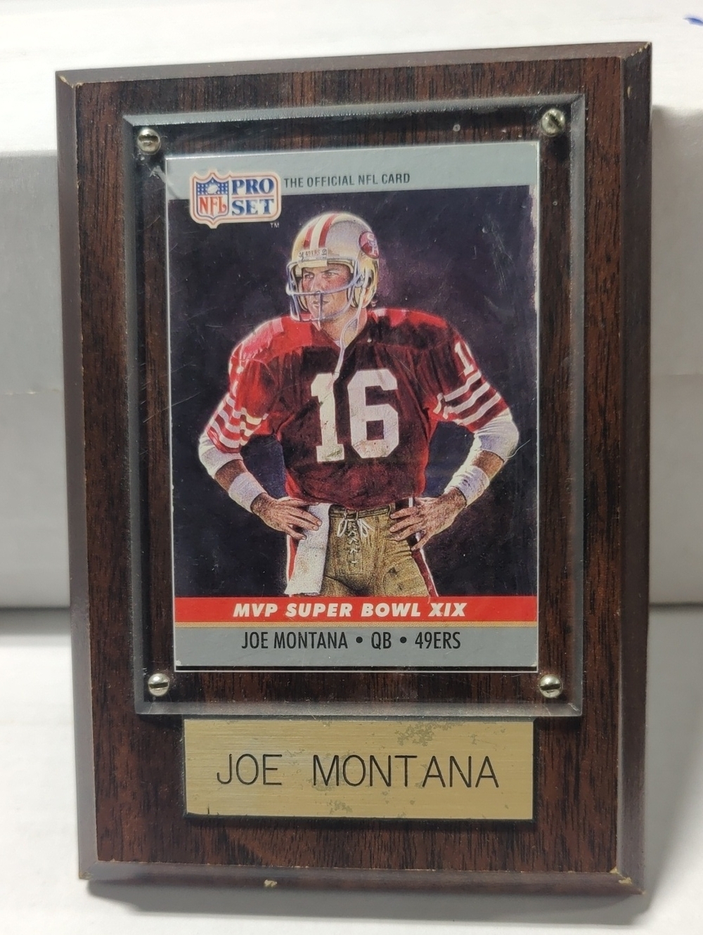 Joe Montana Framed Football Card Plaque - Brown Wood Finish
